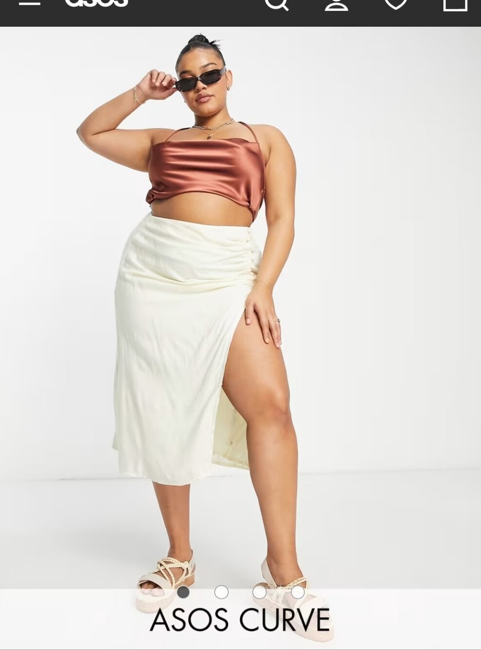 ASOS Curve Drapey Side Slit Button Skirt